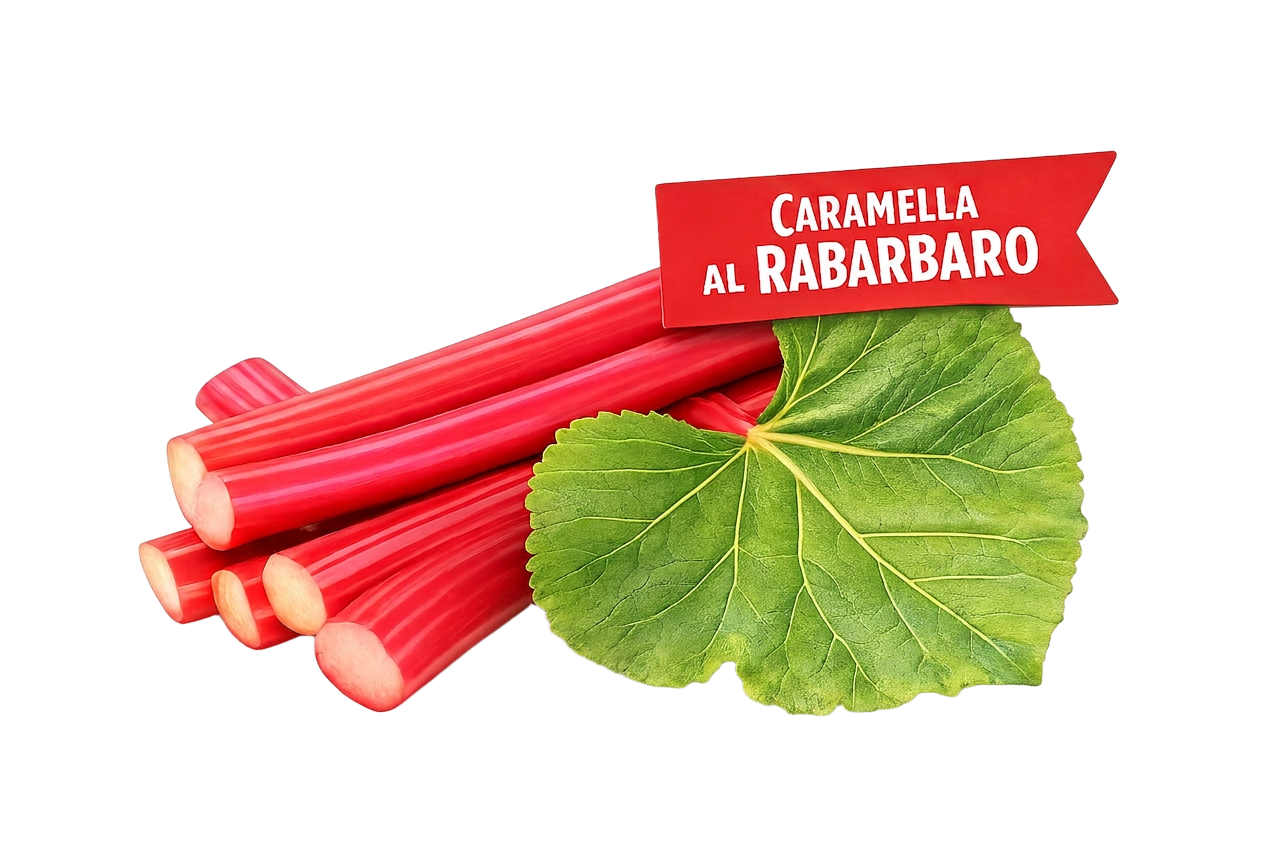 Coste di rabarbaro fresco con foglia